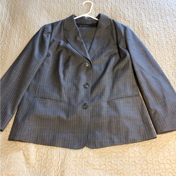 “LAFAYETTE 148” Grey Striped Wool Blend Pant Suit
